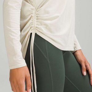 Pima Cotton Side-Cinch Long-Sleeve Shirt in Natural Ivory